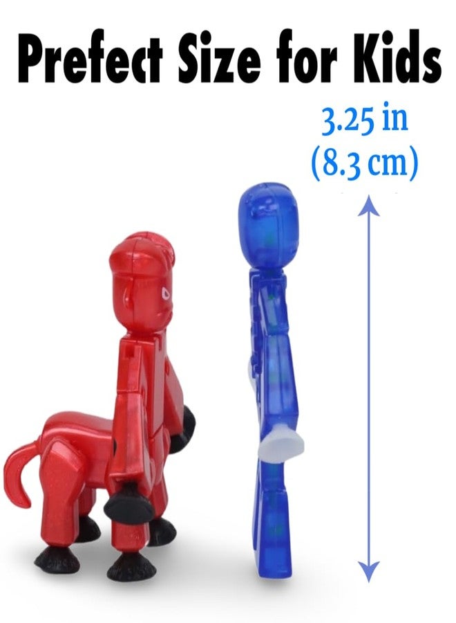 Zing StikBot Dual Pack - Includes 2 StikBots - Collectible Action Figures, Stop Motion Animation, Ages 4 and Up (Indigo Clear Blue (Grim) + Red Chrome (Kyron)) - Image 3